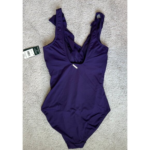 Lauren Ralph Lauren Bathing Suit Womens Size 8 / Med New Purple Ruffle One Piece - Picture 8 of 14